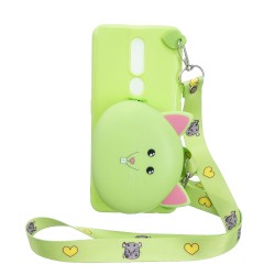 For OPPO F11/F11 Pro Cellphone Case Mobile Phone TPU Shell Shockproof Cover with Cartoon Cat Pig Panda Coin Purse Lovely Shoulder Starp  Green