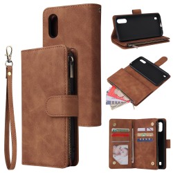 For Samsung A01 Case Smartphone Shell Wallet Design Zipper Closure Overall Protection Cellphone Cover  4 brown