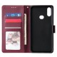 For Samsung A10S A20S Cellphone Cover Mobile Phone Shell Buckle Closure Cards Slots PU Leather Smart Shell with Wallet Overall Protection wine red