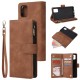 For Samsung A51 Case Smartphone Shell Precise Cutouts Zipper Closure Wallet Design Overall Protection Phone Cover  Brown