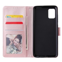 For Samsung A51 Phone Case PU Leather Shell All-round Protection Precise Cutout Wallet Design Cellphone Cover  Rose gold