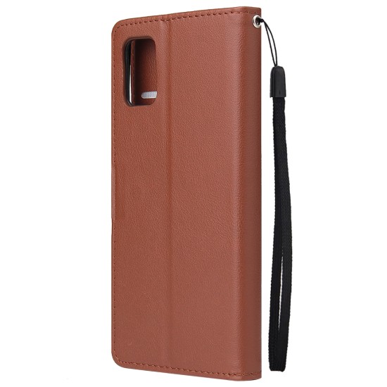 For Samsung A51 Phone Case PU Leather Shell All-round Protection Precise Cutout Wallet Design Cellphone Cover  Rose gold