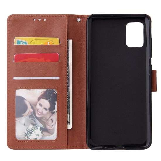 For Samsung A51 Phone Case PU Leather Shell All-round Protection Precise Cutout Wallet Design Cellphone Cover  Rose gold