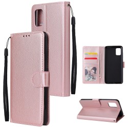 For Samsung A51 Phone Case PU Leather Shell All-round Protection Precise Cutout Wallet Design Cellphone Cover  Rose gold