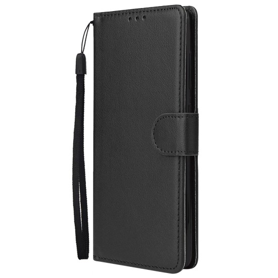 For Samsung A51 Phone Case PU Leather Shell All-round Protection Precise Cutout Wallet Design Cellphone Cover  Black