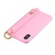 For Samsung A7 2018 Simple Solid Color Chic Wrist Rope Bracket Matte TPU Anti-scratch Non-slip Protective Cover Back Case 5 dark pink