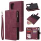 For Samsung A71 Case Smartphone Shell Precise Cutouts Zipper Closure Wallet Design Overall Protection Phone Cover  Wine red