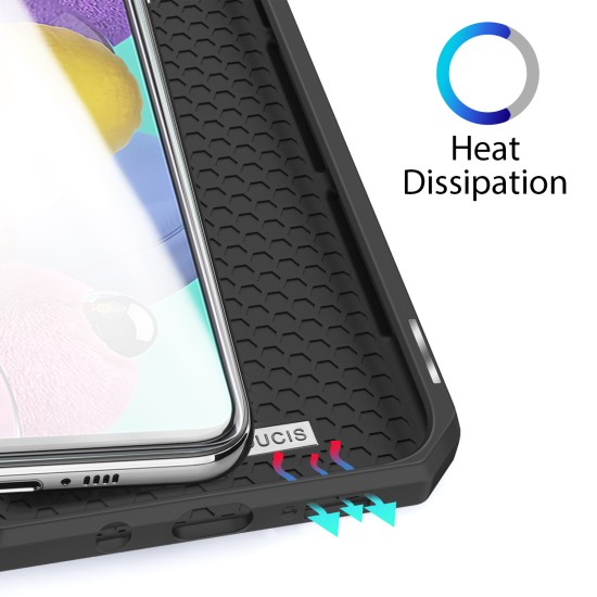 For Samsung A71 Magnetic Protective Case Bracket with Card Slot Leather Mobile Phone Cover black