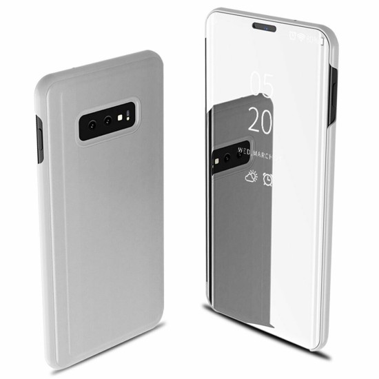 For Samsung Galaxy S10/S10 Plus/S10E Smart Leather Flip Mirror 360 Phone Case Cover black