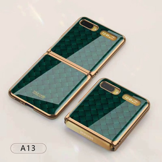 For Samsung Galaxy Z flip Foldable Cellphone Shell Electroplated Painted Folding Phone Case A18 cross pattern