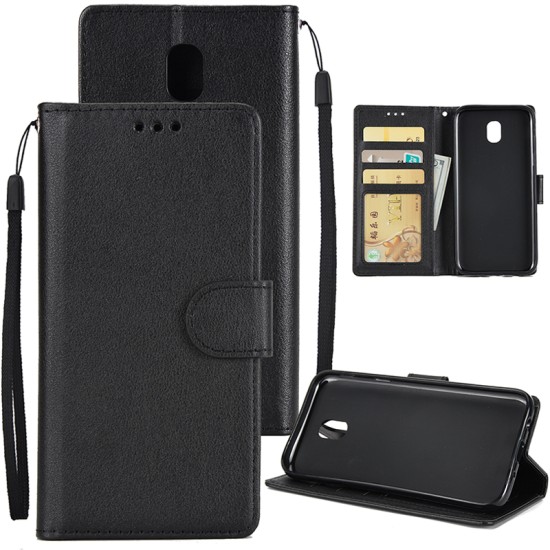 For Samsung J7 2017 European Edition/J730/J7 PRO PU Leather Protective Phone Case with 3 Card Position black