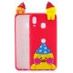 For Samsung M20 3D Cute Coloured Painted Animal TPU Anti-scratch Non-slip Protective Cover Back Case Rose red