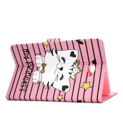 For Samsung T580 PU Laptop Protective Case with Front Snap Color Painted Smart Stay Cover  Caring dog