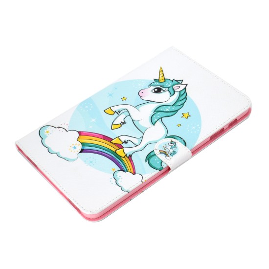 For Samsung T580 PU Laptop Protective Case with Front Snap Color Painted Smart Stay Cover  single horned horse