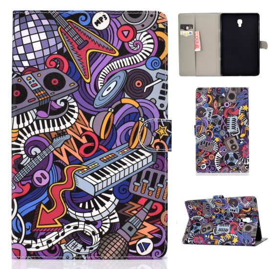 For Samsung T590 Laptop Protective Case Color Painted Smart Stay PU Cover with Front Snap Graffiti