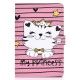 For Samsung T720/T725 Laptop Protective Cover Cartoon Color Painted Smart Stay PU Cover with Front Snap Crown cat