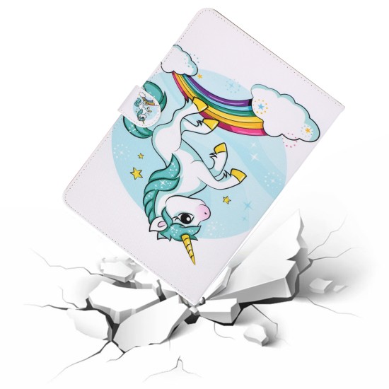 For iPad 5/6/7/8/9-iPad Pro9.7-iPad 9.7 Laptop Protective Case Color Painted Smart Stay PU Cover single horned horse