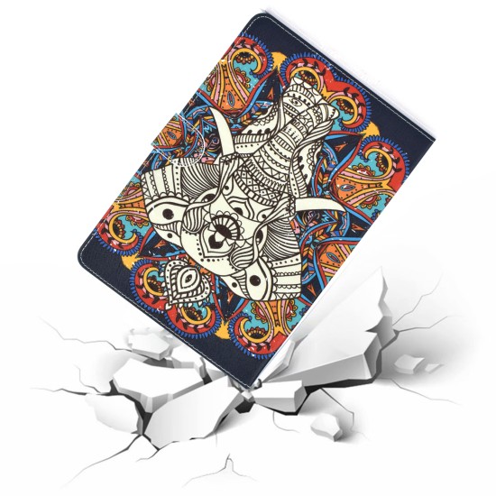 For iPad Pro 11 Laptop Protective Case Smart Stay Color Painted PU Cover with Front Snap Fun elephant