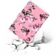 For iPad Pro 11 Laptop Protective Case Smart Stay Color Painted PU Cover with Front Snap Pink flower