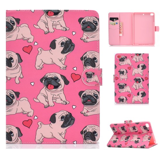 For iPad mini 1/2/3/4/5 Laptop Protective Case Frront Snap Color Painted Smart Stay PU Cover Caring dog