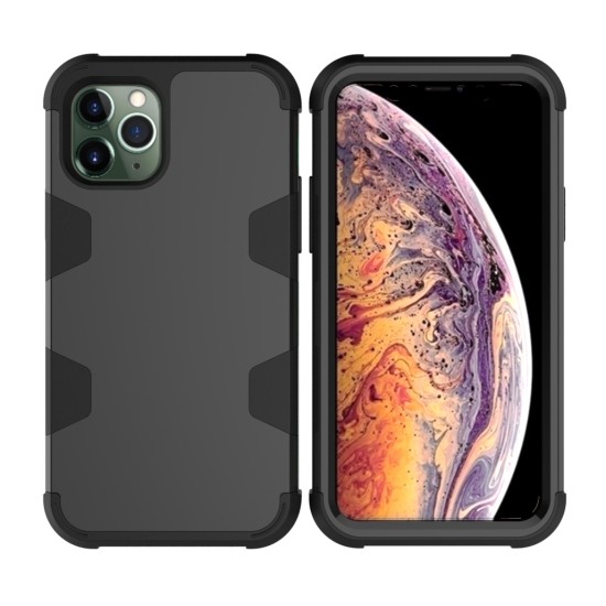 For iPhone11 iPhone11 Pro iPhone11 Max PC+ Silicone 2 in 1 Hit Color Tri-proof Shockproof Dustproof Anti-fall Protective Cover Back Case Rose gold + gray