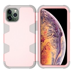 For iPhone11 iPhone11 Pro iPhone11 Max PC+ Silicone 2 in 1 Hit Color Tri-proof Shockproof Dustproof Anti-fall Protective Cover Back Case Rose gold + gray