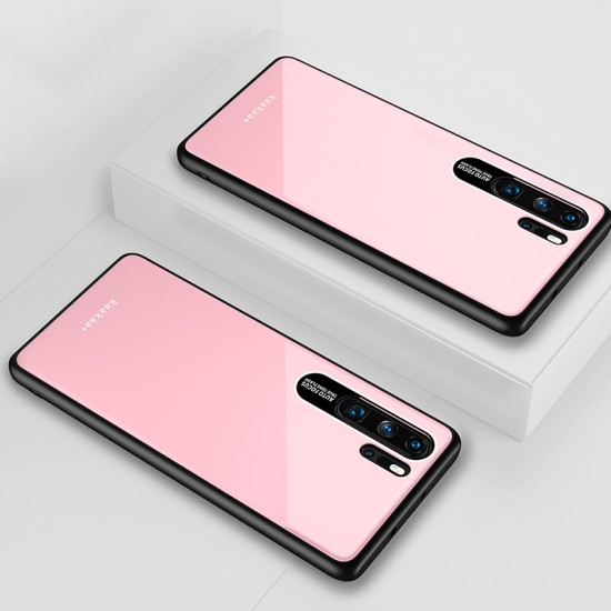 HUAWEI P30 Pro Simple Solid Color Acrylic Backboard + TPU Soft Edge Anti-scratch Anti-fall Protective Back Case white