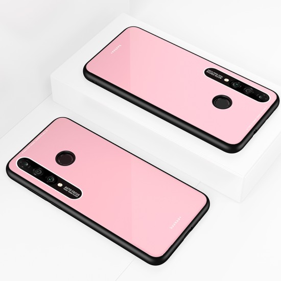 HUAWEI P30 lite-NOVA 4E Simple Solid Color Acrylic Backboard + TPU Soft Edge Anti-scratch Anti-fall Protective Back Case black