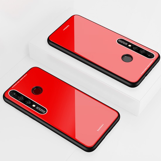 HUAWEI P30 lite-NOVA 4E Simple Solid Color Acrylic Backboard + TPU Soft Edge Anti-scratch Anti-fall Protective Back Case red