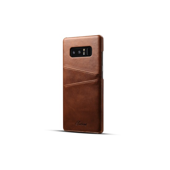 Imitation Leather Wallet Back Cover Cards Holder Phone Protective Case for Samsung Note 8 Khaki