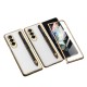 Leather Folding Mobile Phone  Case All-inclusive Anti-drop Creative Pen Slot Mobile Phone Cover Compatible For Zfold3/w22 White