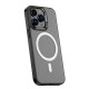 Metal Lens Stand Matte Phone Case for Mag Wireless Magnet Charging Back Cover Black for iPhone14