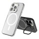 Metal Lens Stand Matte Phone Case for Mag Wireless Magnet Charging Back Cover Black for iPhone14 Pro