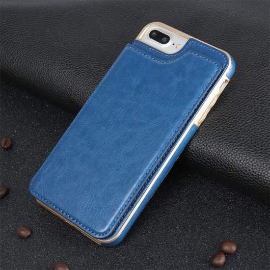 Multifunction Magnetic Leather Wallet Case Card Slot Shockproof Full Protection Cover for iPhone X 7/8 7/8 Plus blue2JMB