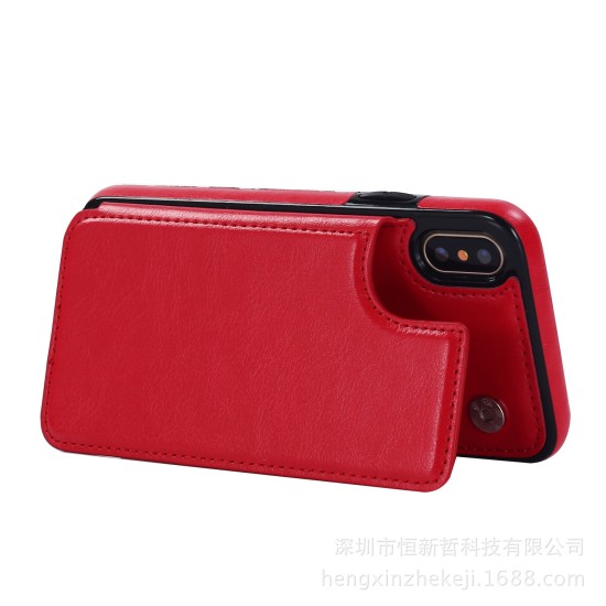 Multifunction Magnetic Leather Wallet Case Card Slot Shockproof Full Protection Cover for iPhone X 7/8 7/8 Plus red9QXY