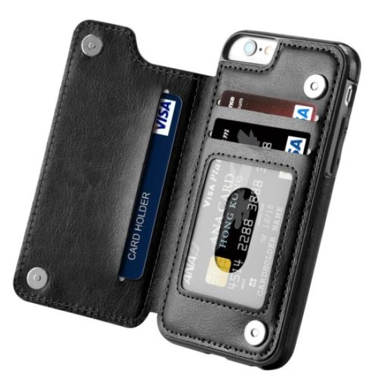 Multifunction Magnetic Leather Wallet Case Card Slot Shockproof Full Protection Cover for iPhone X 7/8 7/8 Plus brown-PXBC