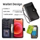 Phone Leather Case with Card Holder Flip Phone Wallet Black for iPhone 14 Plus