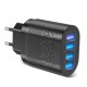 3a 4 Ports Hub Usb  Charger Plug Adapter Fireproof Pc Material Quick Charge Multifunctional Universal Mobile Phone Charger black EU plug