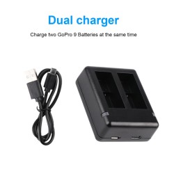 Dual Charger Portable Camera Accessories for GoPro 9 Sports Camera black