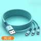 Durable No Cracking TPE 3-in-1 Fast Charging Data Cable Pure Copper Core Good Elasticity Compatible For Iphone Android Type-c blue_1 meter