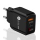 Mobile Phone  Charging  Head PD 20W+QC 3.0 Digital Display Dual Port Fast Charge Charger Black_EU