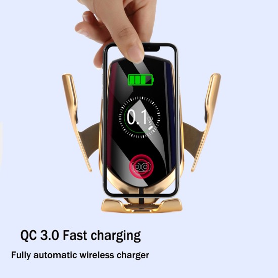 R1 Smart Induction Car Phone Holder Wireless Charging Car Holder Bluetooth Positioning Car Charger Silver