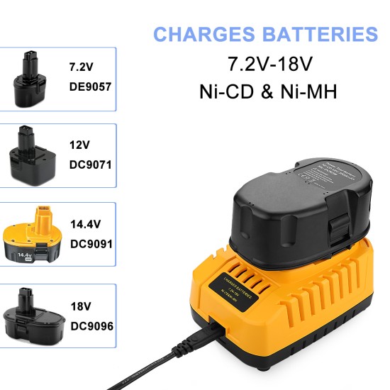 Replacement for Dewalt Nickel Battery Charger 7.2V-18VDC9310