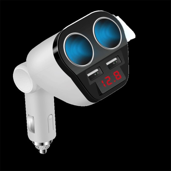 12V/24V Auto Dual USB Car Charger Cigarette Lighter Adapter Socket Splitter Fast Charger White