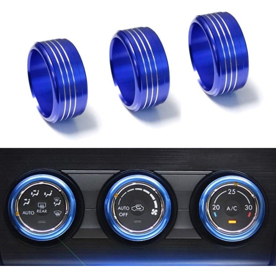 3pcs Red Anodized Aluminum Ac Climate Control Knob Ring Covers For Subaru Xv 13 Forester Blue