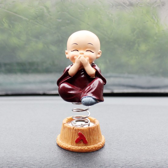 4Pcs/Set Spring Cute Cartoon Little Monk Doll Decoration Auto Dashboard Shaking Head Ornament