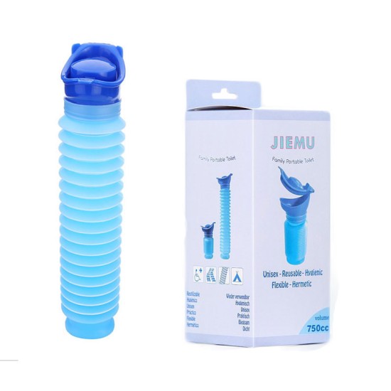 750ml Portable Urinal Cartoon Reusable for Outdoor Camping Travel Blue