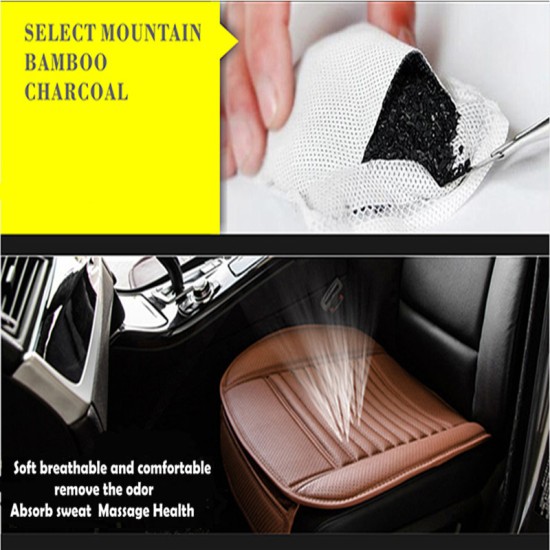 Beige Breathable PU Leather Bamboo Charcoal Car Interior Seat Cover Cushion Pad for Auto Supplies Office Chair