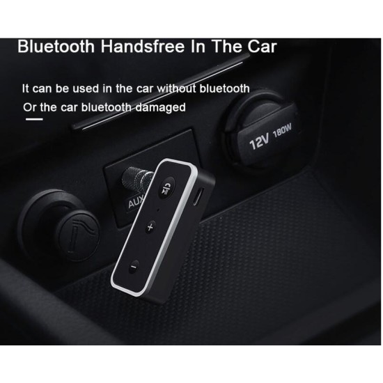 Bluetooth 5.0 Car Kit 3.5mm Jack AUX Stereo Audio Music Wireless Handsfree Bluetooth Adapter Receiver black