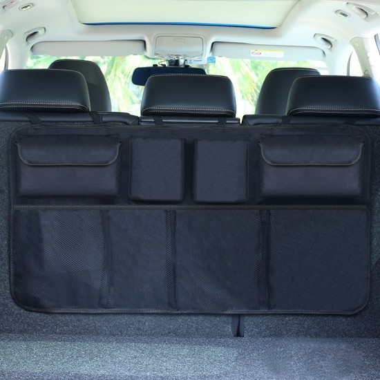 Car Trunk Organizer Adjustable Backseat Storage Bag Automobile Seat Back Organizers Upgraded black (with storage bag)